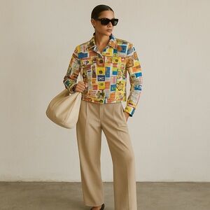 Vintage 90s Moschino RARE market print jean jacket